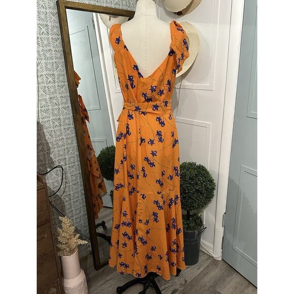 BORGO DE NOR Orange Isadora Ruffled Dress UK Size 12 US 8 - Picture 7 of 13